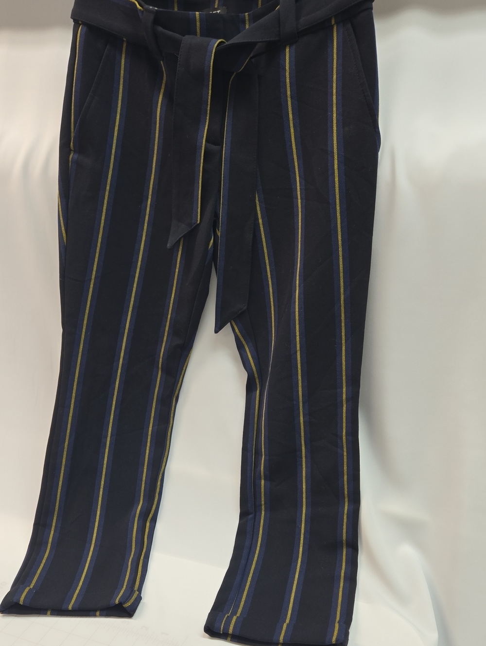 LOFT Navy Striped Womens Slacks with Tie Waist